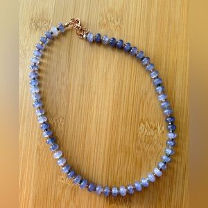 Beautiful Periwinkle Beaded Necklace with Rose Gold Clasp
